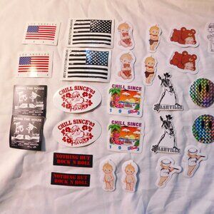 Brandy Melville Stickers and Assorted Lot of Pins